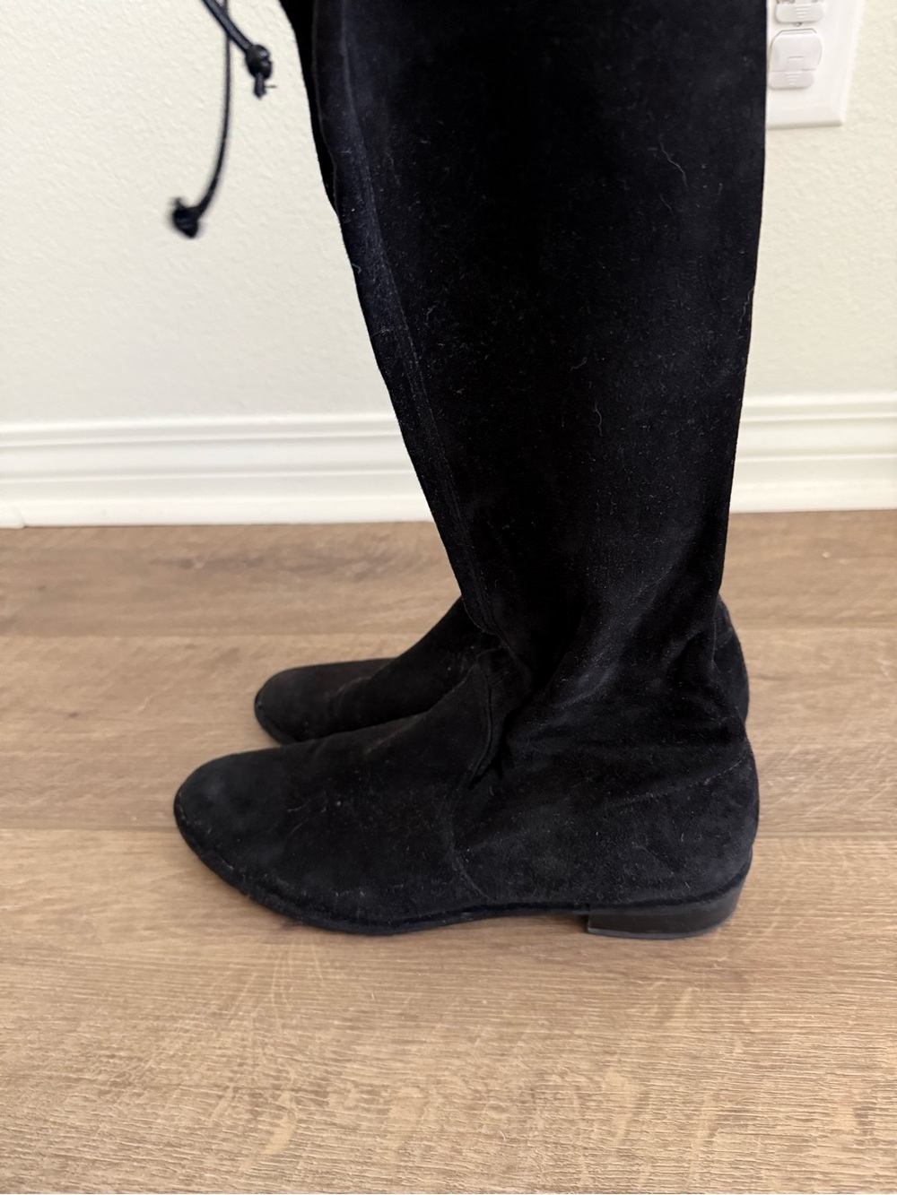 Stuart Weitzman Lowland Black Over-the-Knee Suede Boots - Picture 5 of 6